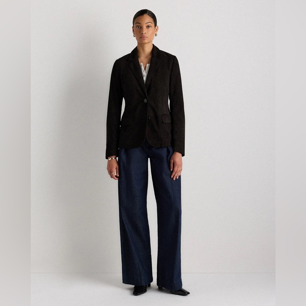 Quince Women 100% Suede Blazer Charcoal Black S‎ - Picture 6 of 9